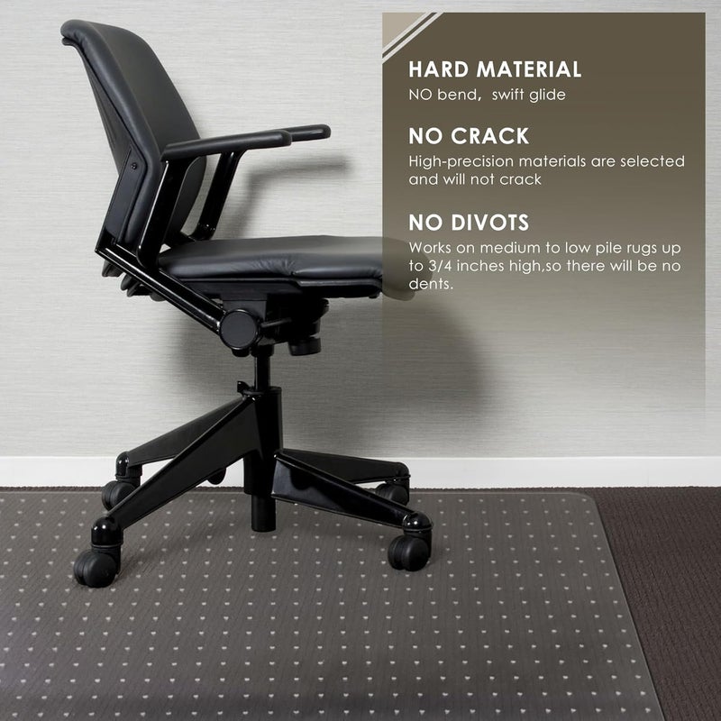 Azadx Heavy Duty Office Chair Mat for Carpet 36" x 48" Hard Material Chair Mat for Carpeted Floor Slip Resistant Carpet Protector for Home Office Easy Glide Desk Floor Mat for Office Chair on Carpets - Image 2
